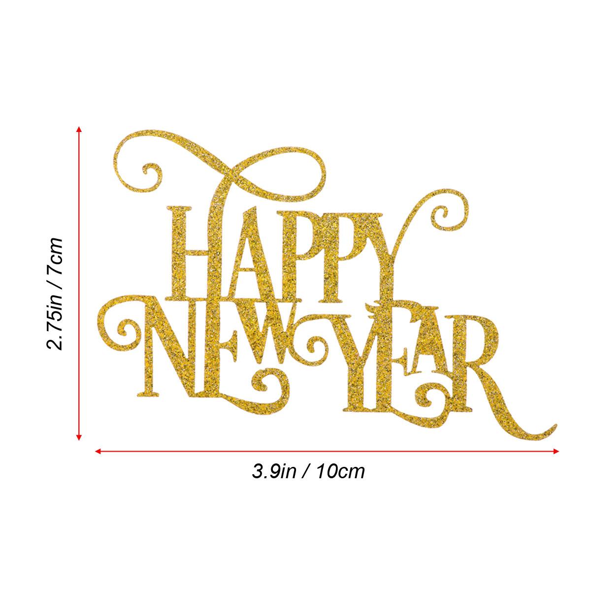

10Pcs Happy New Year Cake Toppers Glitter Paper Decorations 10x65cm Shiny Elegant Twinkle Effect Cake Decoration for Parties золотистый
