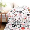VIKAMA Cat Mom Blanket - A Gift For Pet Lovers From Just A Girl Who Loves Cats - Soft And Skin-Friendly Flannel Animal Pattern
