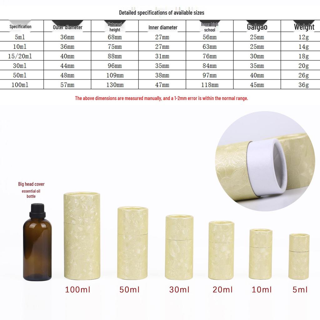 Essential Oil Bottle Paper Tube - Kraft Round Perfume and Cosmetics Gift Box
