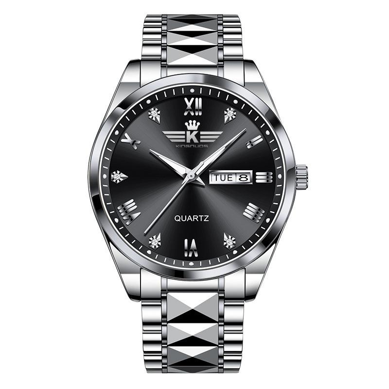 Top Brand New Men's Watch Genuine Waterproof Quartz Double Calendar Fashion Business Watch