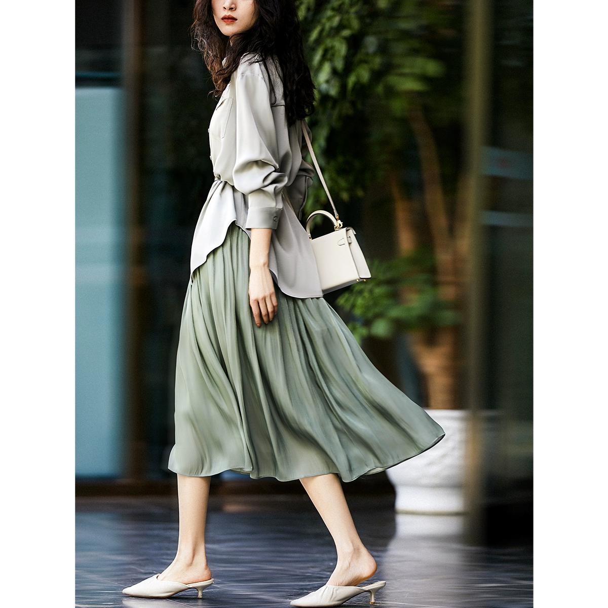 

DIMANAF 2025 Летние женские новые юбки однотонные эластичные талии плиссированные сетчатые элегантные юбки One Size