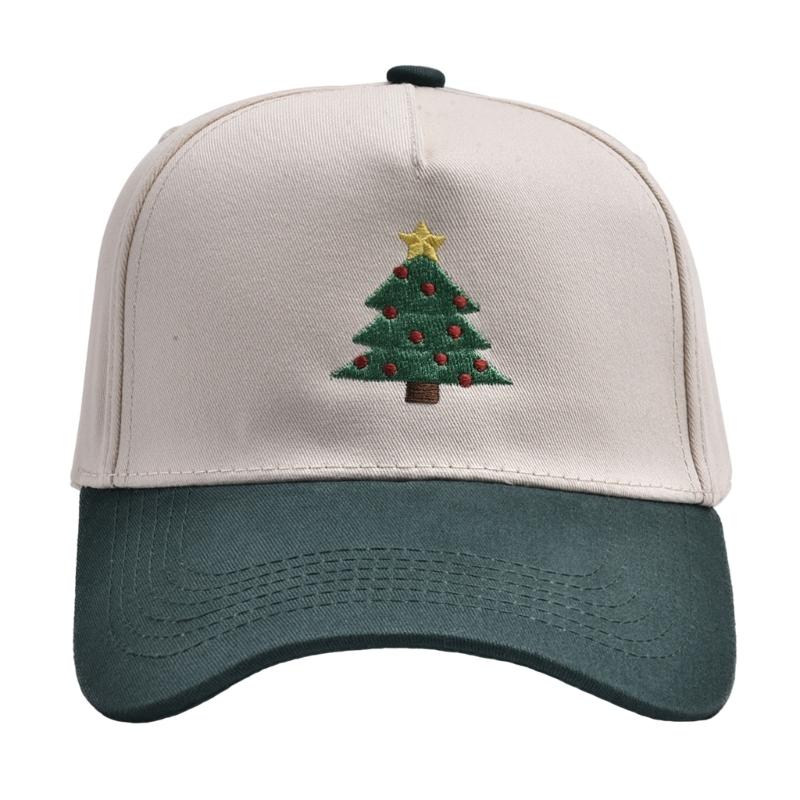 

Breathable Baseball Cap With Festival Christmas Tree Embroidery Adjustable Snapbacks Hat for Adult Unisex Party Headwear
