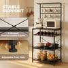 Freestanding Shelving Unit, Industrial Storage Shelf with 6 Hooks and Wine Rack for Living Room, Home Office, Black