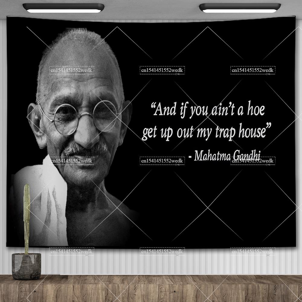 Chief Gandhi Flag Quote Banner Wall Decor Tapestry Gandhi's Trap House Meme Tapestry Aesthetic Yoga Mats Bedroom Decoration