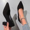 Mode Elegante Absatz Damen Schuhe Schwarz Wildleder Mode Pumps Lässig Flachmaul Frühling Herbst Spitzkopf Hohe Absätze Einzelne Schuhe