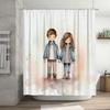 Simple and Elegant Cute Couple Shower Curtain - Watercolor Design, Waterproof & Mildew-Resistant for Bathroom Decor