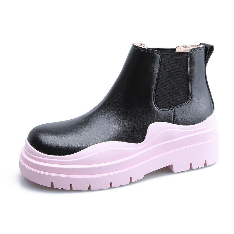 Newest 2022 Brand Women Platform Boots Winter Shoes Height Increasing Chelsea Boots For Women Fashion Genuine Leather Martin Boots 35