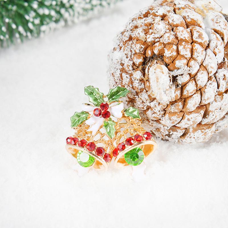 Women Girls Retro Refined Brooches Creative Christmas Bells Elegant Breastpin Pin Birthday Xmas Gift