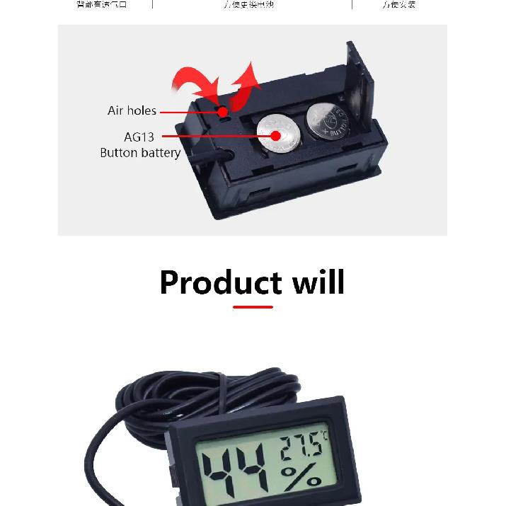 Mini Convenient Digital LCD Thermometer Sensor Hygrometer Gauge Refrigerator Aquarium Monitoring Display Humidity Detector