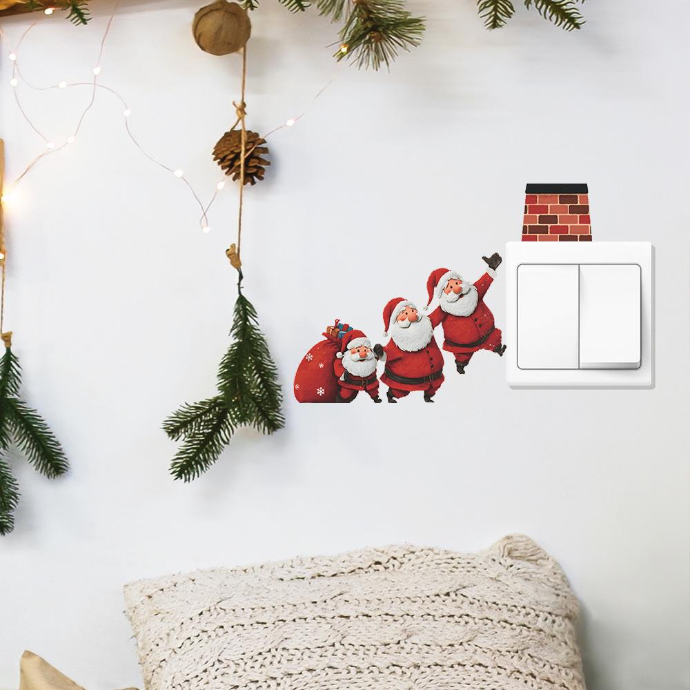 Cartoon Santa Claus Home Background Switch Decorative Stickers Giving Gifts