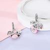 copper Lovely Pink Color Charm Bead Charms LOVE Heart Skirt Flower Dangle Pendants Compatible With Authentic Bangle Bracelets Do It Yourself Jewellery