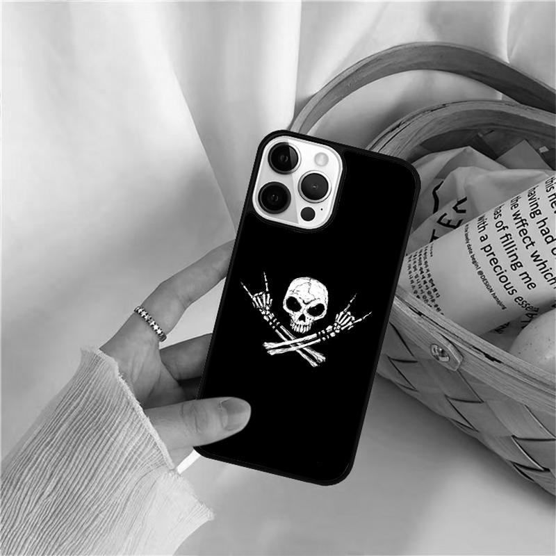 Rock Roll Skull Phone Case For iPhone 17 Air 16 15 14 11 12 13 Pro  MAX Plus coque Cover Shell