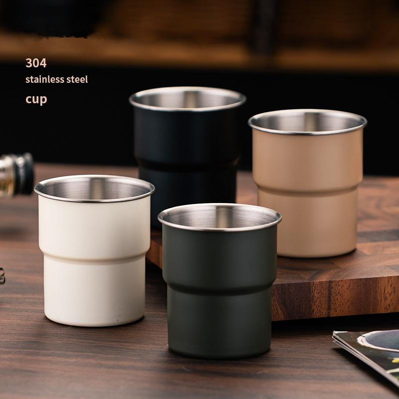280ML Beer Wine Cups with Lid Stainless Steel Camping Cup Tea Coffee Milk Mug Stackable Picnic Water Cup for Travel Hiking