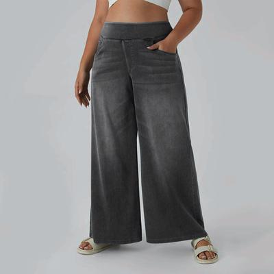 Women's Plus Size Fashion Wide,Leg Relaxed Fit Jeans