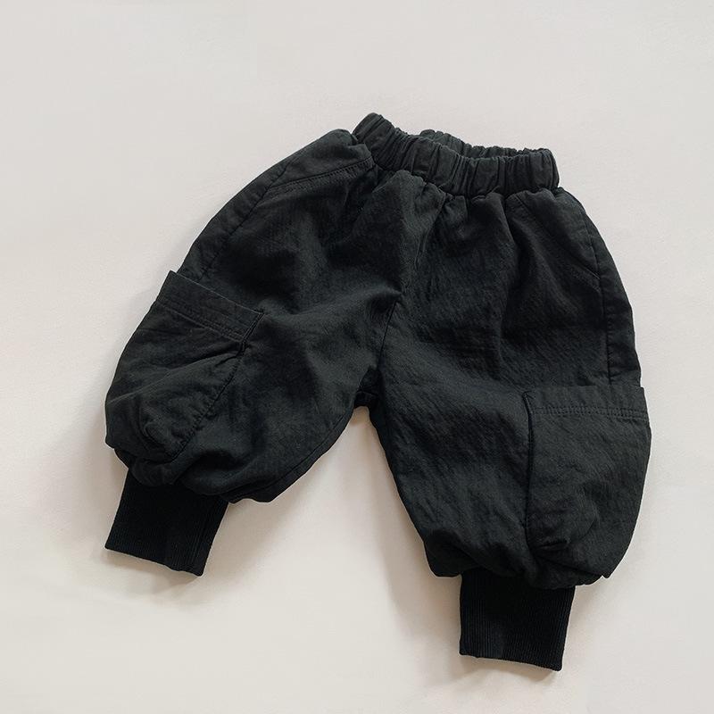 Unisex Kids Double Layer Cotton Casual Korean Style Cargo Long Pants