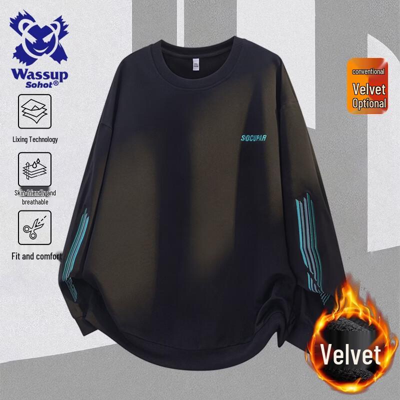 Wassup Sohot Men's Round Neck Pullover Sweatshirt