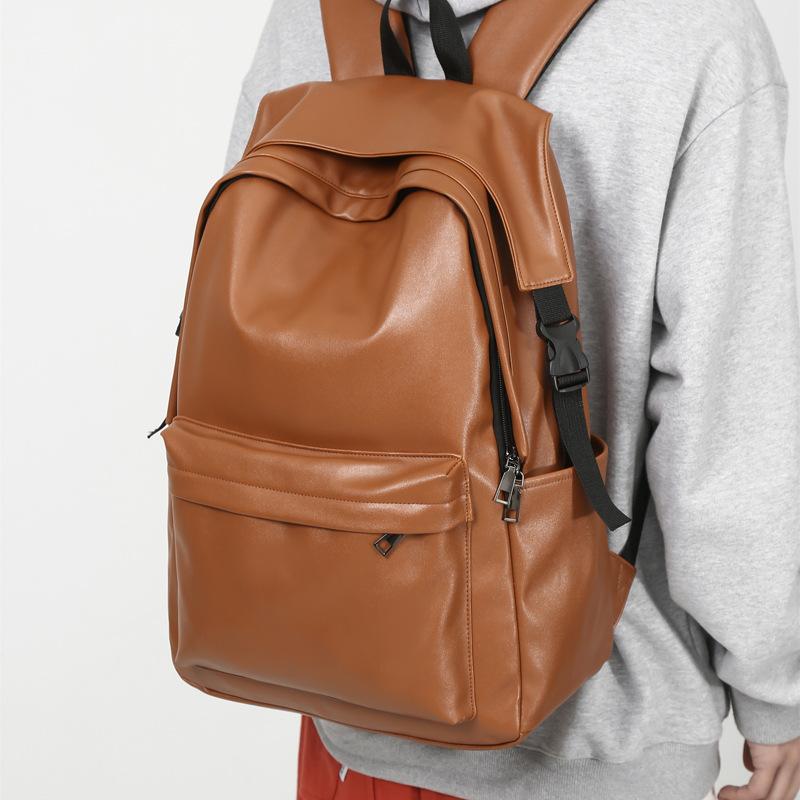 Hong Kong Style Solid Color Ins Locomotive Street Style Student Schoolbag Spring Large-capacity Backpack