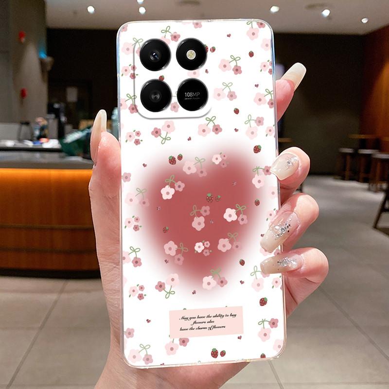 For Honor 400 Smart 5G Case Honor X7d 4G 5G Cover Clear Luxury Fashion Butterfly Flower Soft TPU Silicone Transparent Phone Case