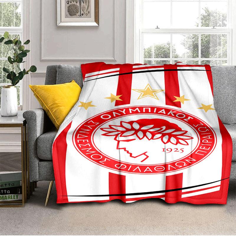 Coperta con Stemma Olympiacos FC Adatta per Divani, Letti, Uffici e Campeggio - Regalo Perfetto per Halloween Natale