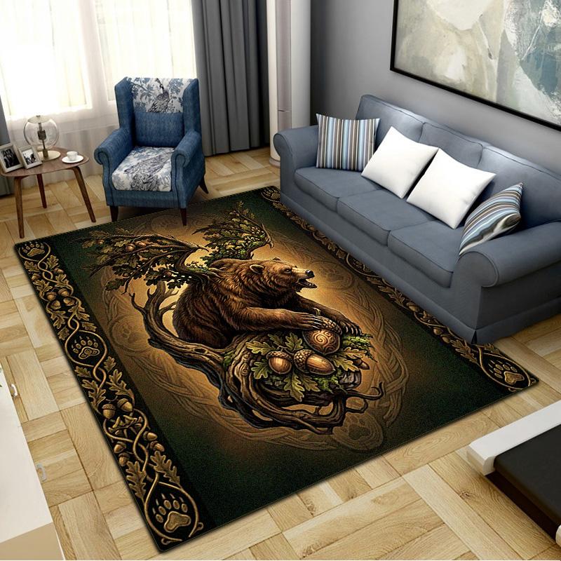Western Bull Skull Carpet Rug for Living Room Bedroom Home Sofa Decoration, Kids Play Non-slip Floor Mat