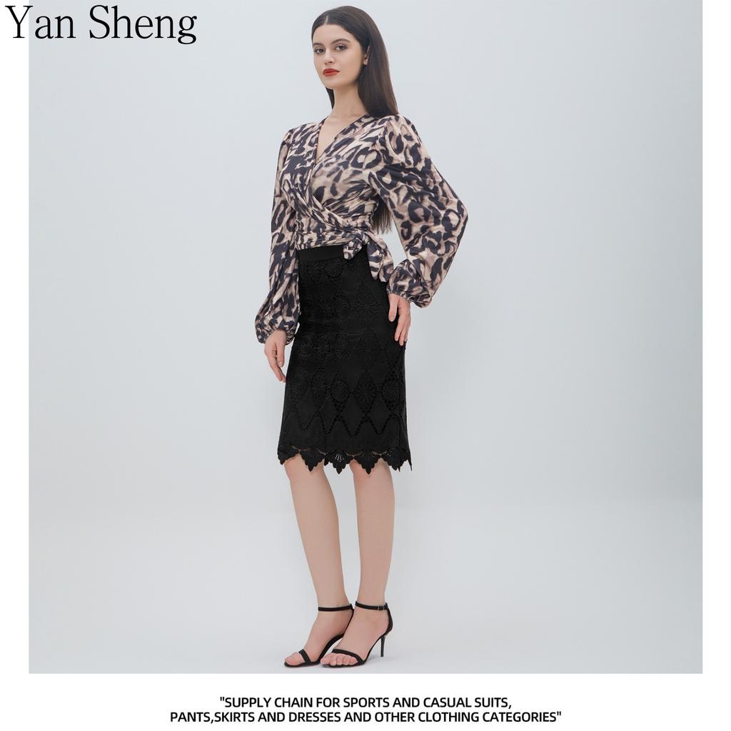 Rhinestone Skirt Women's Hollow High Waist Lace A- Line Half Skirt High-grade Black Knitted Mid-skirt