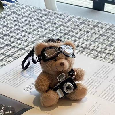 Cute Camera Plush Bear Pendant Sweater Panda Stuffed Toys Bag Pendant Sunglasses Creative Car Key Ring Gifts