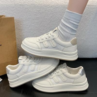 Leather Thick Baseplate Shoes Women's Spring New Versatile Mesh Breathable Lightweight Simple Feet Small Casual Shoes