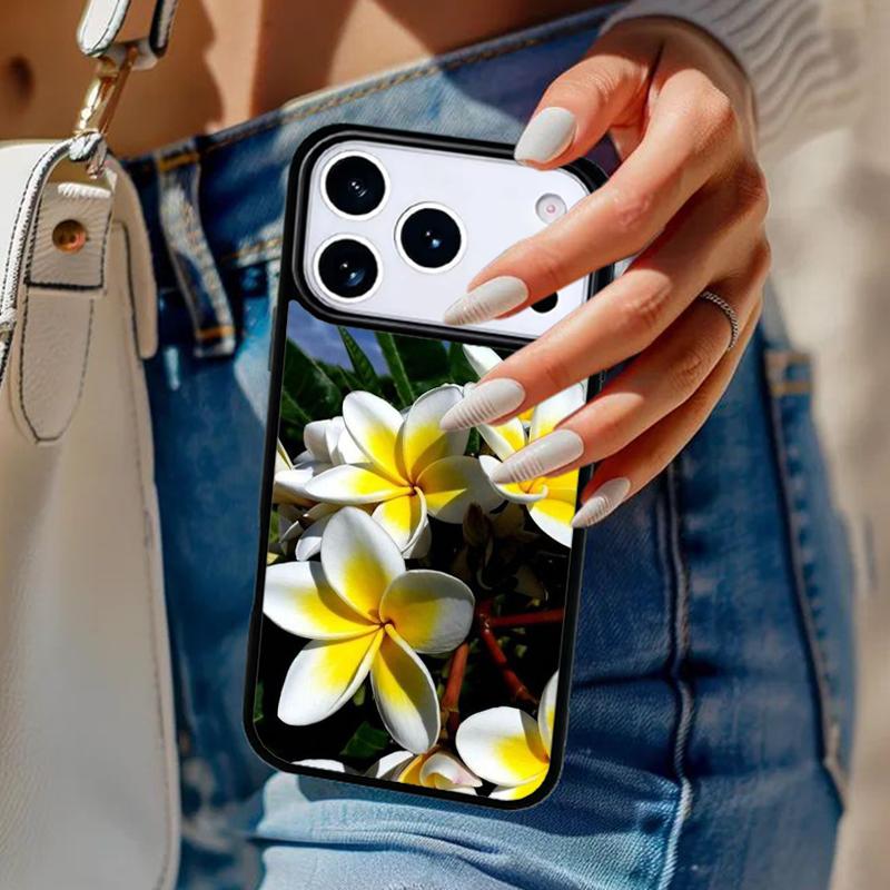 Frangipani Tropical Flowers Phone Case For iPhone 17 Air 14 15 13 12 Max Cover For Apple 14 15 16 16e 11 Pro Max Plus Coque