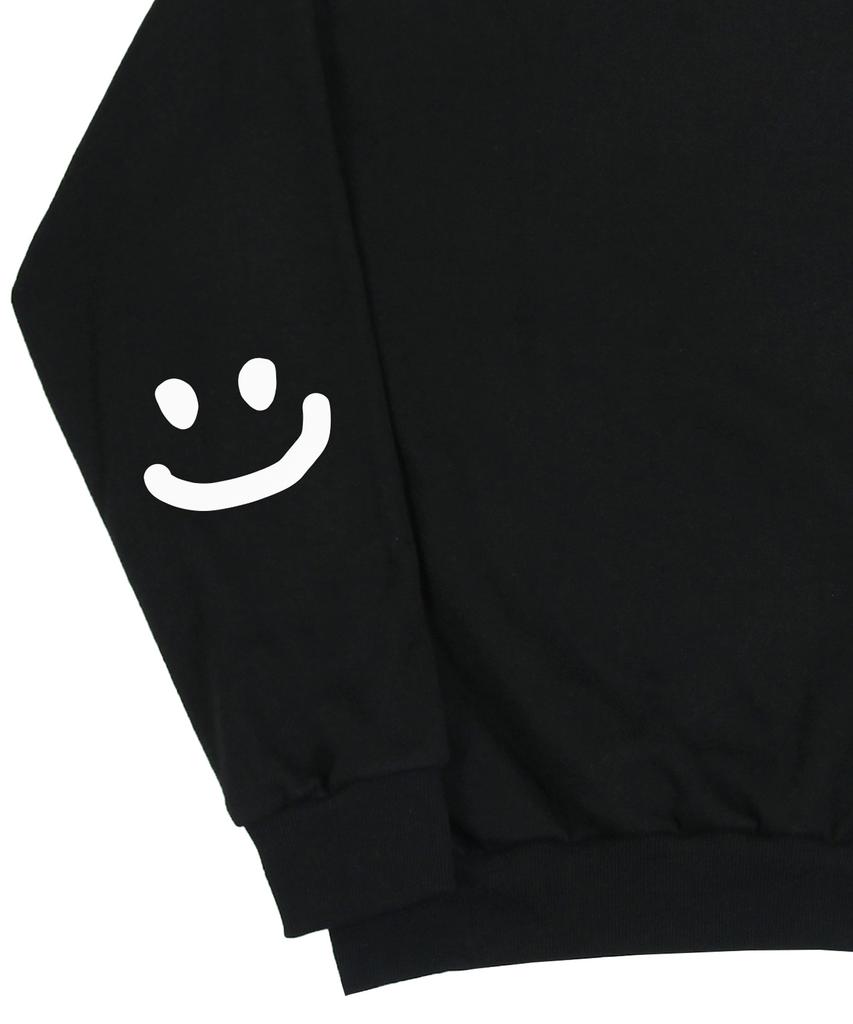GRAVER [Unisex] Elbow Smile Drawing Sweatshirt_Black/White Logo