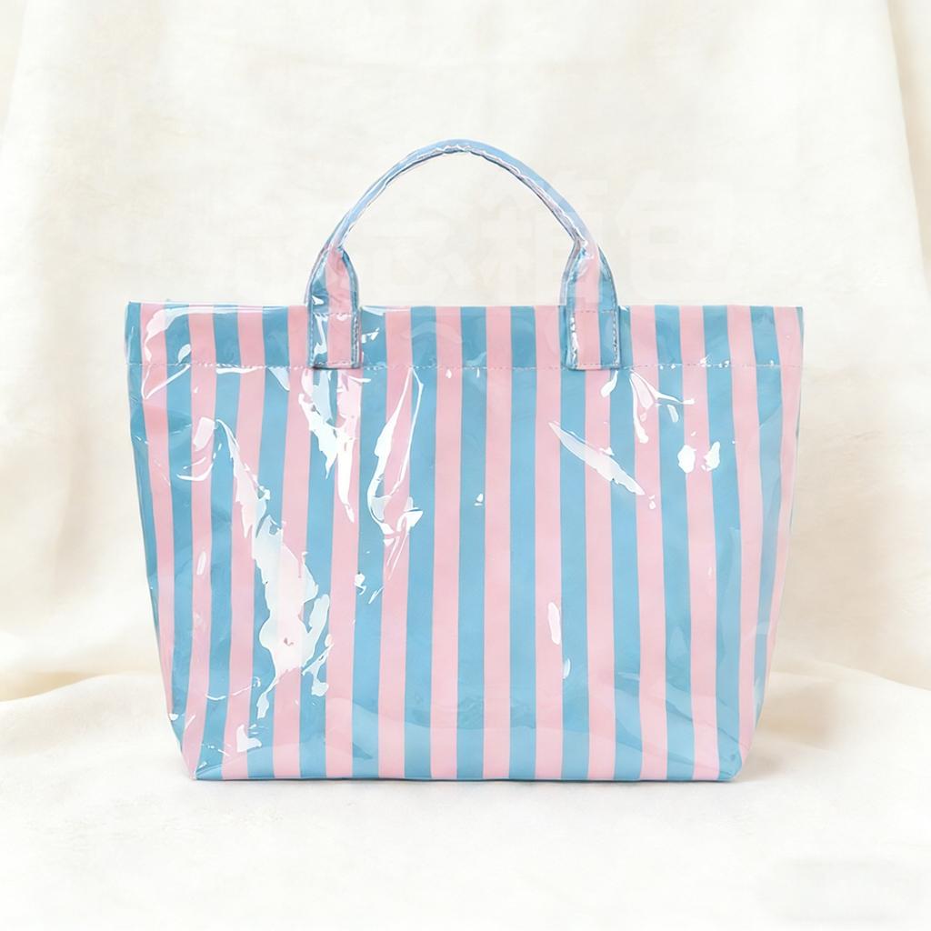 1pc Pink Vertical Stripe Tote Bag, Large Capacity Lightweight Design, with Soft-Touch Handle and Minimalist Silhouette,Women Bag