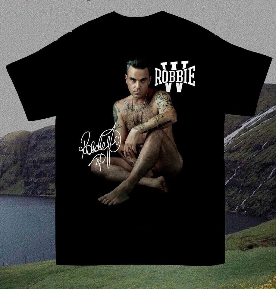 Hot Robbie Williams Unisex T- Shirt Cotton Black S-5XL Unisex T-Shirt L