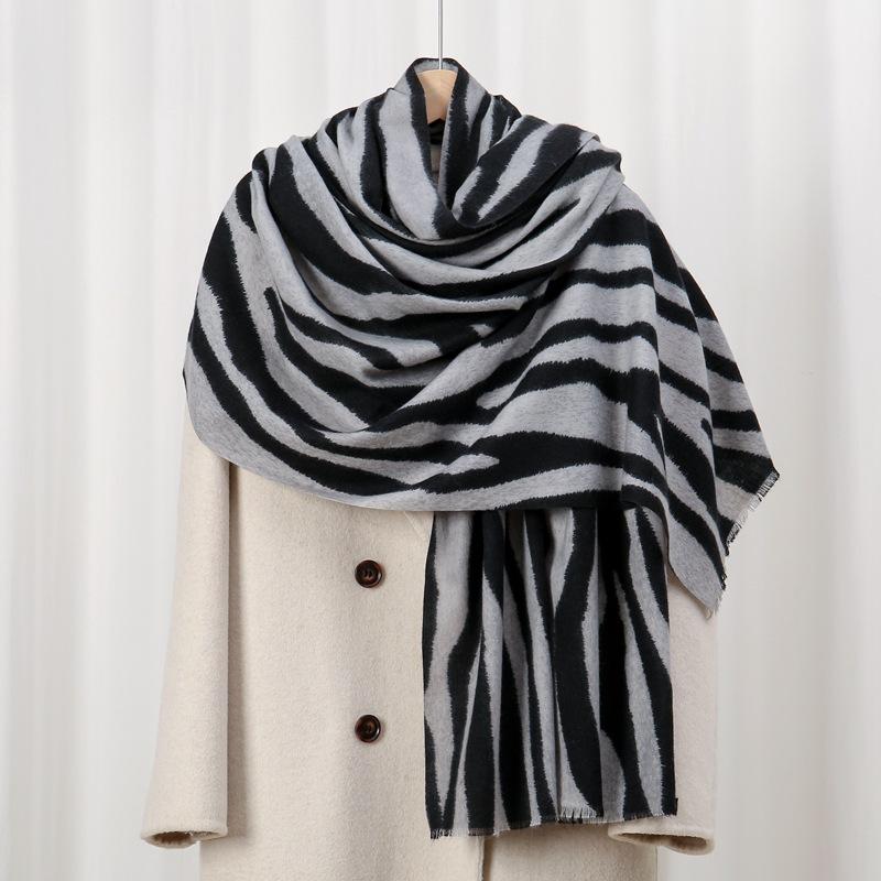 Wild zebra skin-friendly velvet, skin-friendly and warm in new autumn and winter, imitation cashmere printed scarf, versatile drape