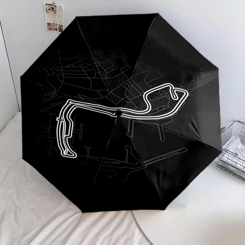 1 PC Automatic Folding Umbrella - F1 Track Map Pattern, Portable & Foldable Design with 8 Ribs, Christmas Birthday Gifts
