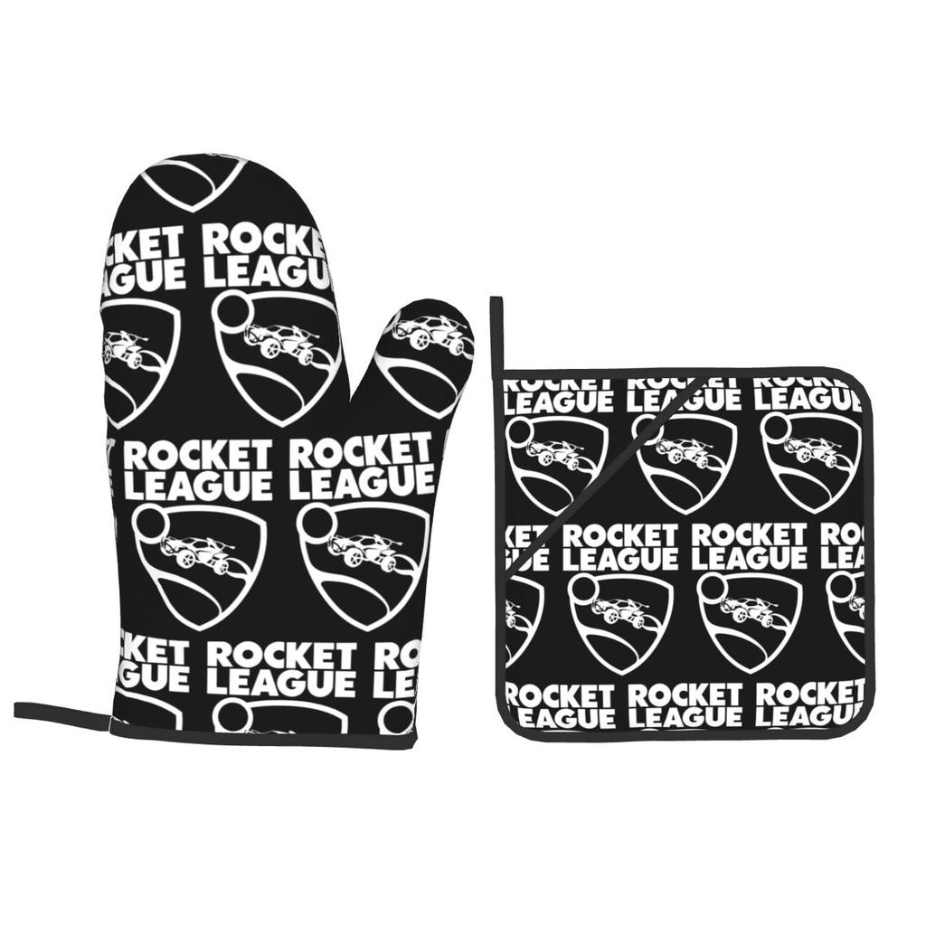 Rocket League Oven Mitts and Pot Holder Sets of 2 for Baking Kitchen Cooking BBQ Resistant Non-Slip Gloves