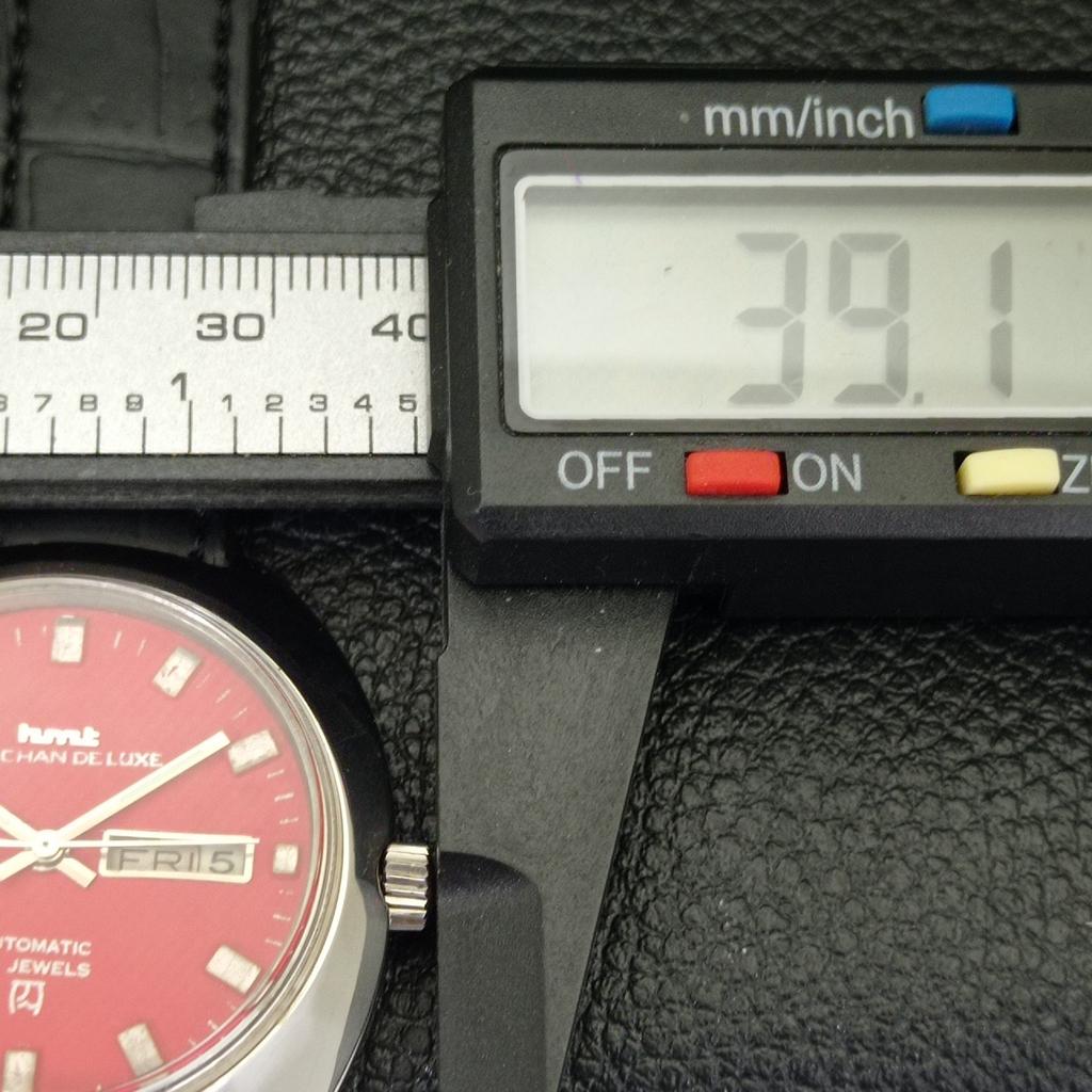 MONTRE INDIENNE AUTOMATIQUE HMT KANCHAN DELUXE 6501 POUR HOMMES À CADRAN ROUGE D'OCCASION a432206-2 R110-a432206