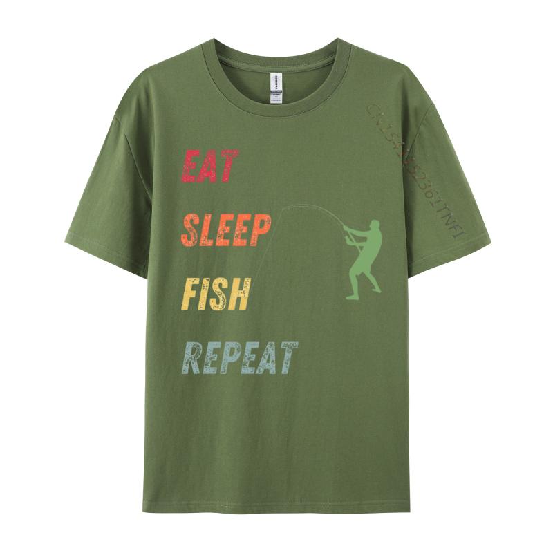 

Eat Sleep Fish Repeat TShirt Printed Tops Tees For Men 100 Cotton Fall Fishing Printing Tops Shirt Prevalent 4XL