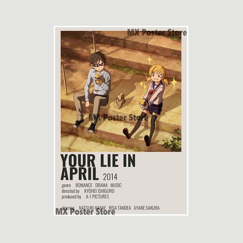 Japanische Anime Your Lie In April Poster weiß beschichtetes Papier Wandaufkleber Home Decor Wandbild Wohnzimmer Bar Dekoration Malerei
