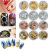 12 Pcs New Nail Four-color Mixed Tin Set of Nail Special Gold and Silver Foil Paper
