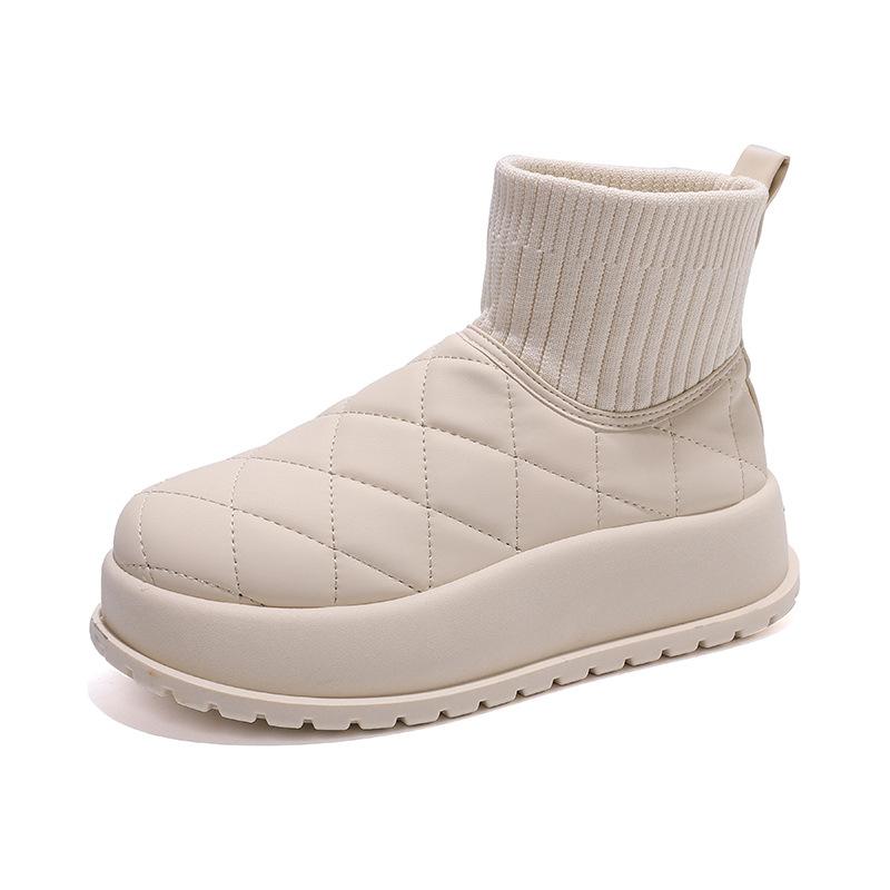 thick-soled snow boots women's winter new velvet thickened large cotton shoes women's waterproof and non-slip short boots M