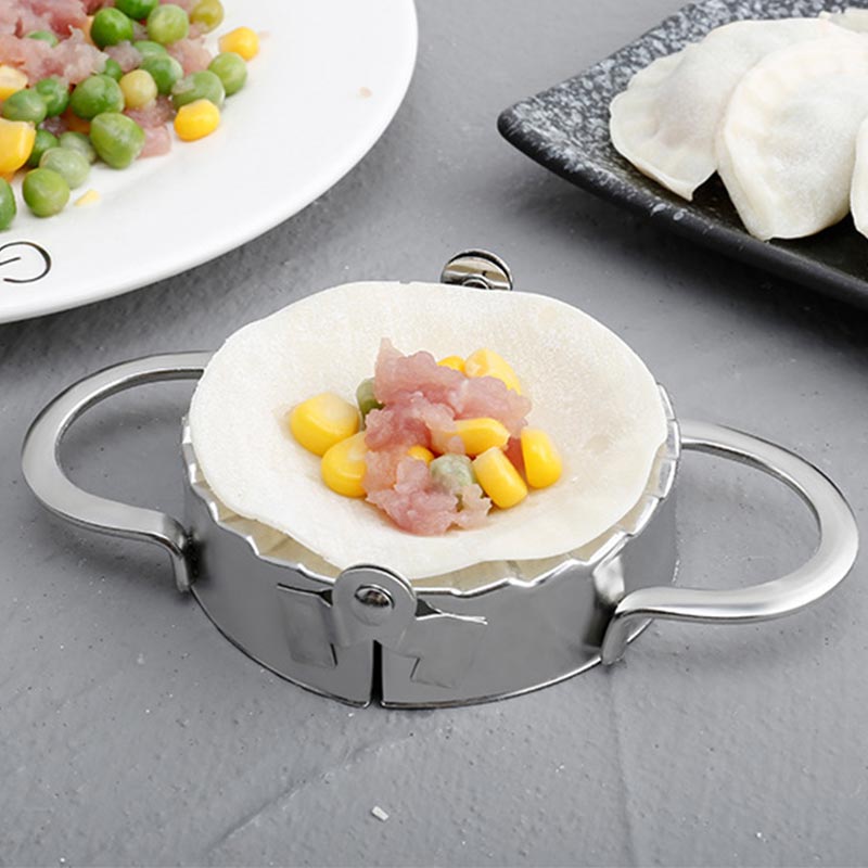 2Pcs/Sets Dumpling Making Tool 304 Stainless Steel Pinch Dumpling Skin Pusher Mold Dumpling Maker Set Dumpling Making Artifact