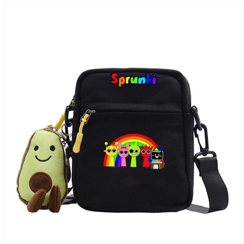 

Sprunki Anime Rhythm Box Small Shoulder Bag Canvas Casual Crossbody For Daily Use Black 5