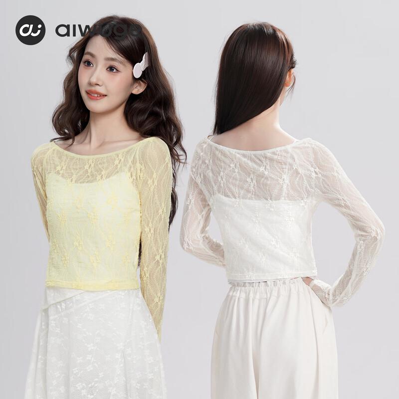 Aiwugo Women s Off-Shoulder Long Sleeve Ballet Dance Top L