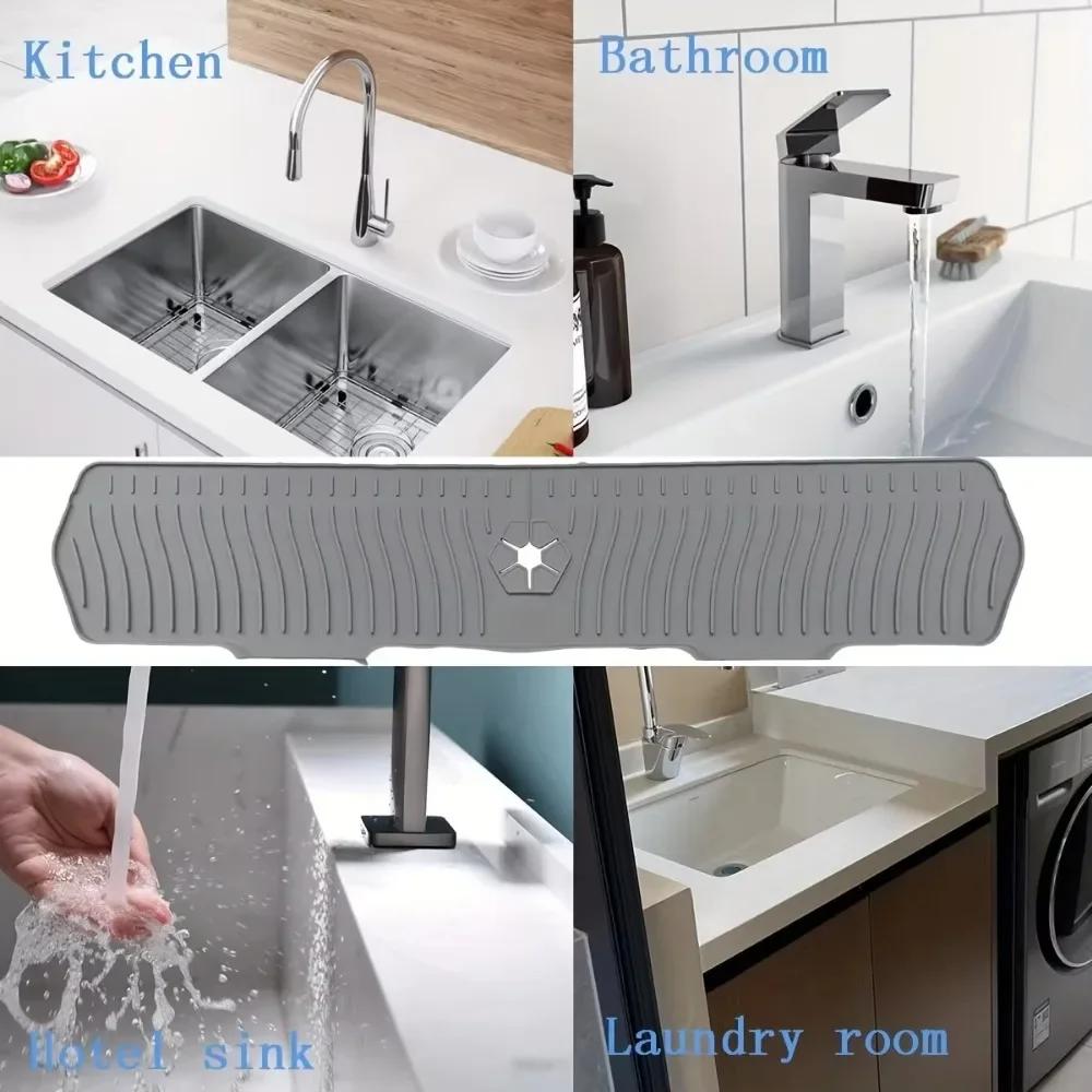 Kitchen Silicone Faucet Mat Sink Water Catcher Mat Bathroom for Tools Large Size Splash Pad Countertop Drain Drying Protector