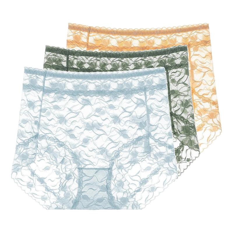 Intimo da Donna a Vita Alta in Pizzo, Slip in Rete Trasparente, Mutandine Sexy Traspiranti Elasticizzate, Lingerie Taglie Forti L