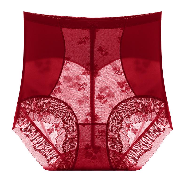 High Waist Tummy Control Lace Panties - Sexy Hip Lift, Mulberry Silk, Antibacterial Crotch, Women's Shapewear