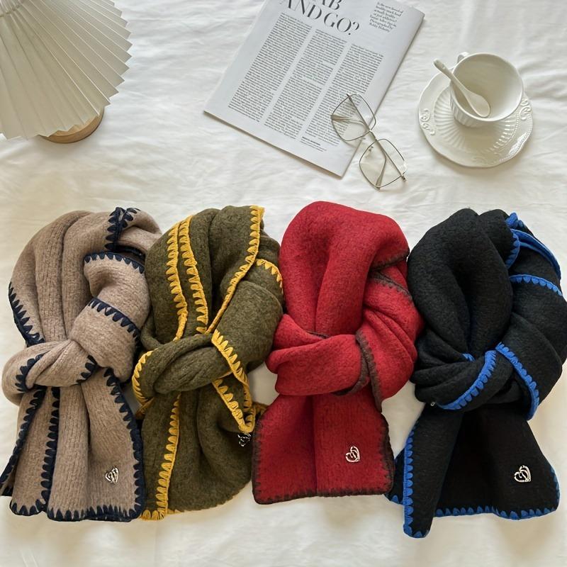 1pcs Winter Scarf Women Imitation Cashmere Knitted Korean Vintage Style Warm Fashion Accessory Coat Accessories