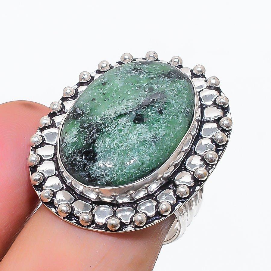 Natural Ruby Zosite Gemstone 925 Sterling Silver Jewelry Ring Size 8 q3P44