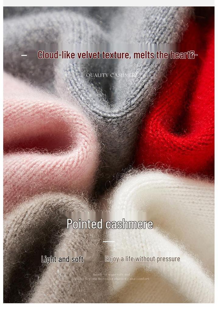 Women's Double-Strand Thickened Cashmere Pullover Sweater - Warm & Versatile Round Neck for Autumn/Winter