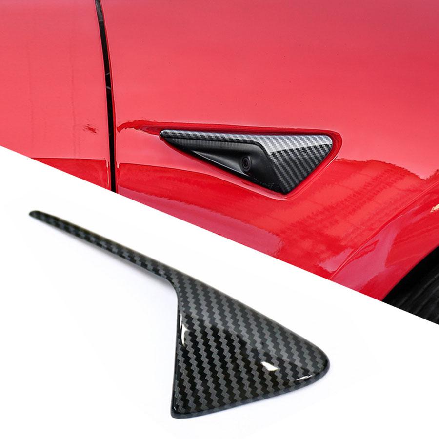 For Model Y 3 2021 Carbon Fiber Style Side Camera Protection Cover 2PCS