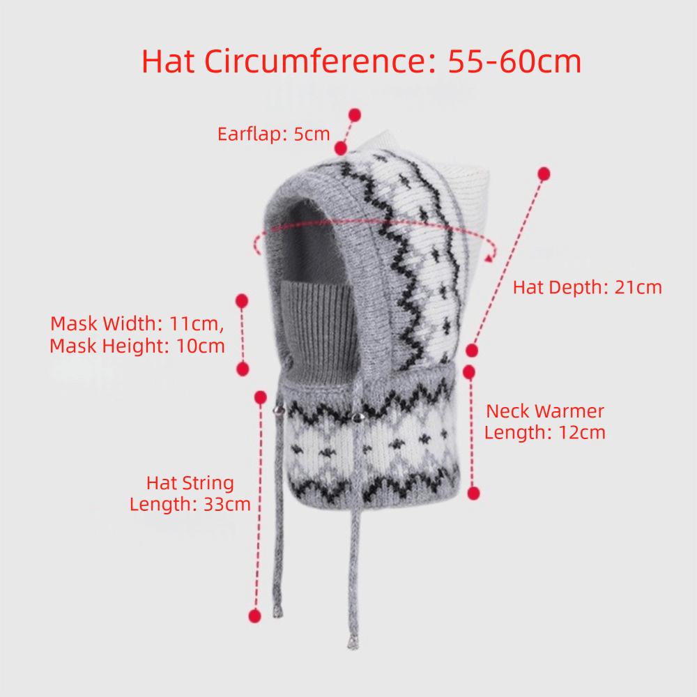 Integrated Warmth Knitted Beanie Hat Knitted Hooded Cap Cute Winter Hat with Scarf  Outdoor Sports